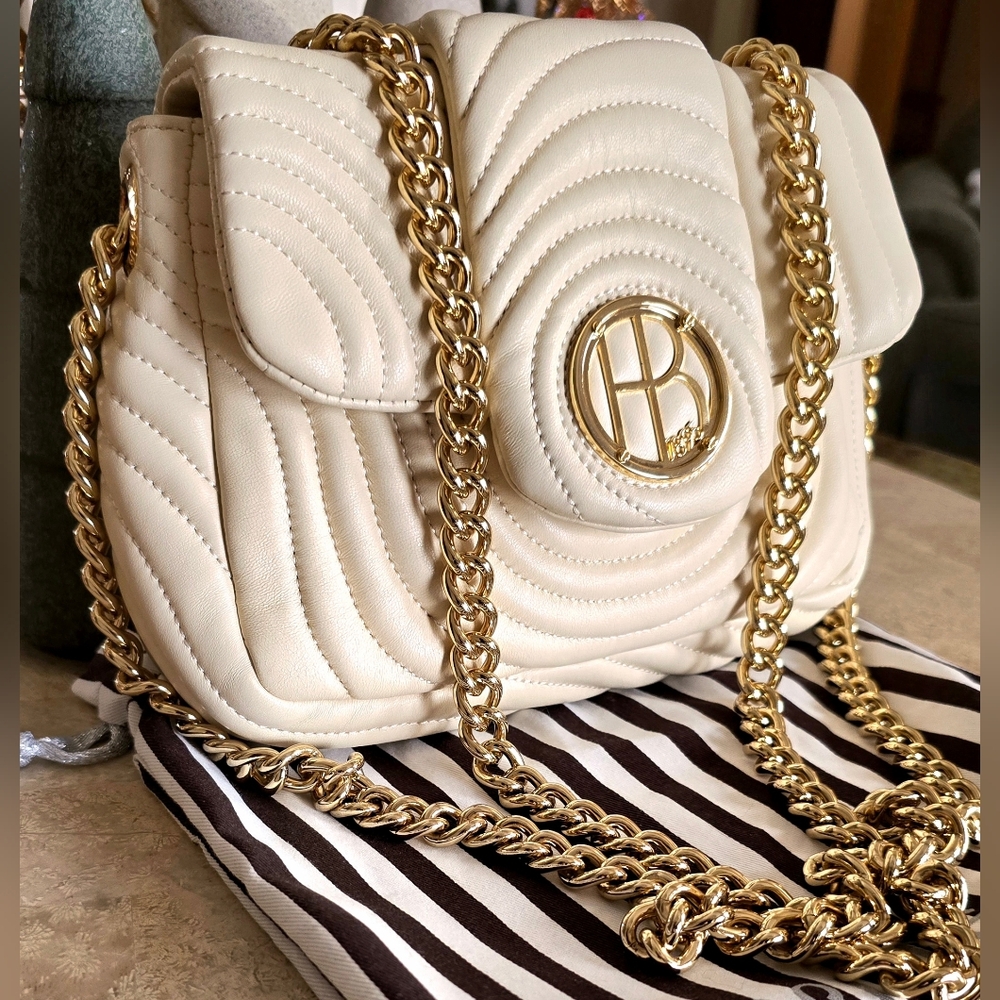 Henri Bendel Quilted Leather Convertible Gold Chain Shoulder Bag NWOT - Picture 4 of 13